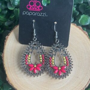 Paparazzi Pink and Yellow Teardrop Earrings